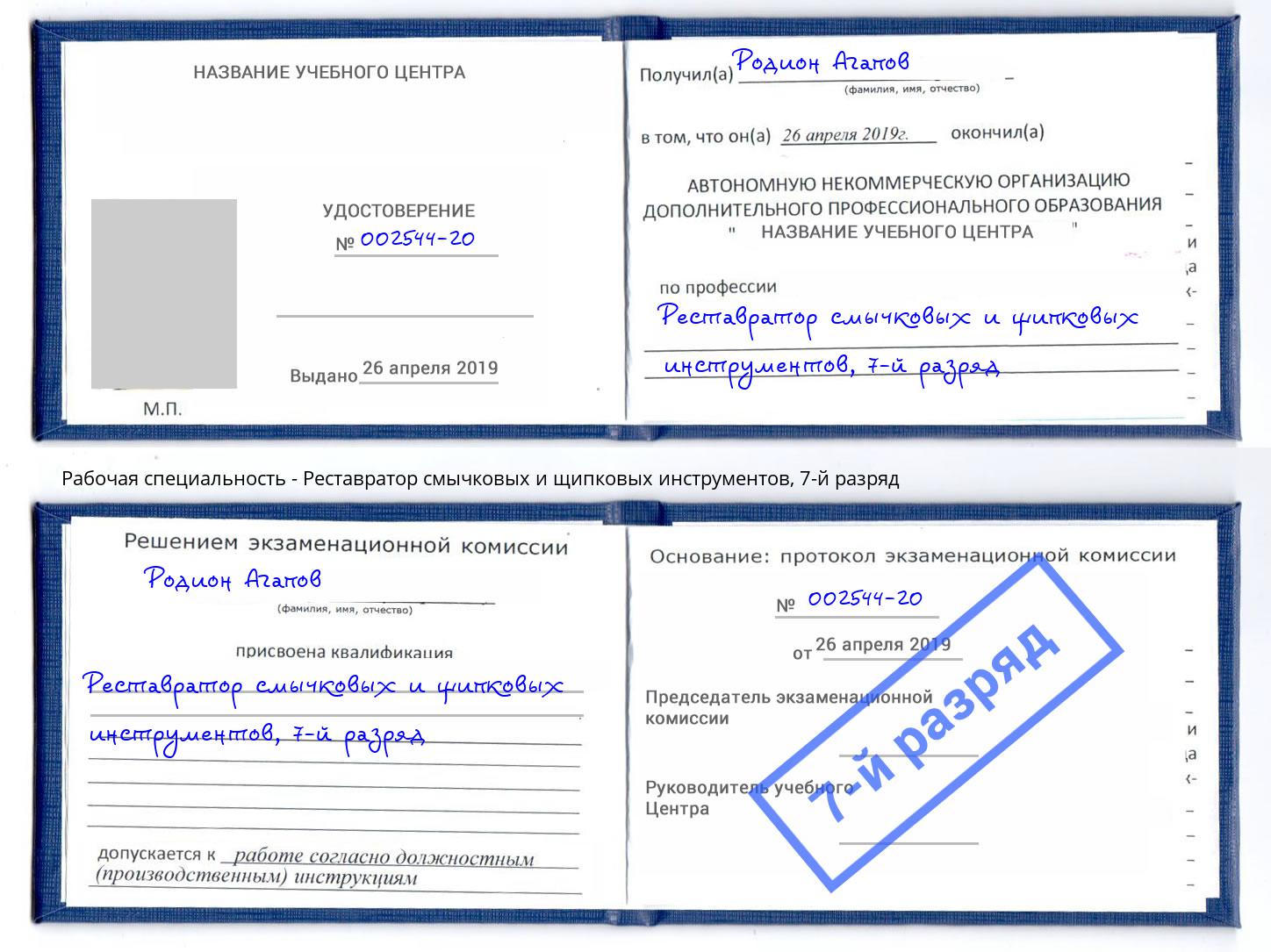 корочка 7-й разряд Реставратор смычковых и щипковых инструментов Ярославль