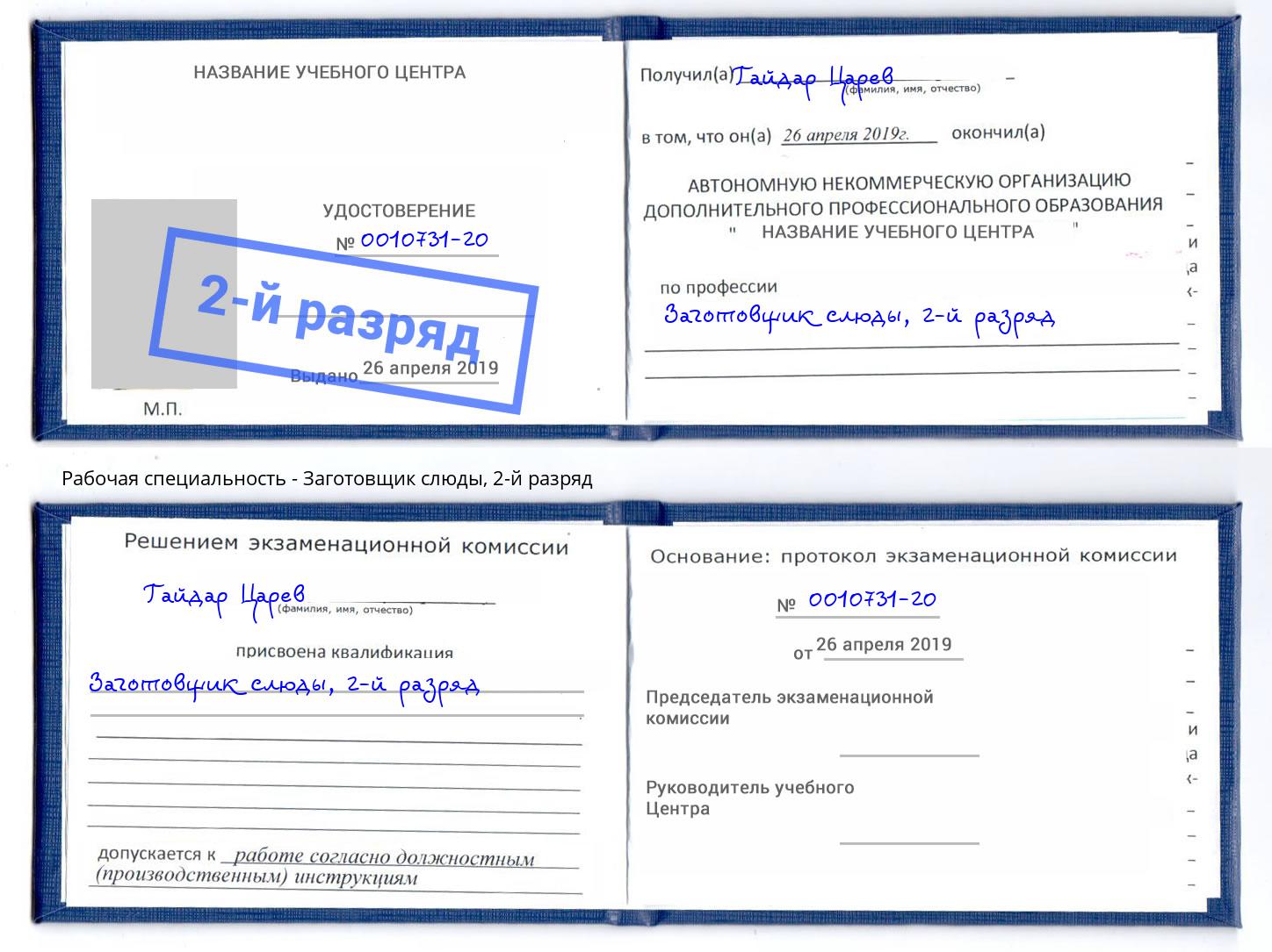 корочка 2-й разряд Заготовщик слюды Ярославль